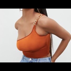 🌸Satin chain One- shoulder top New